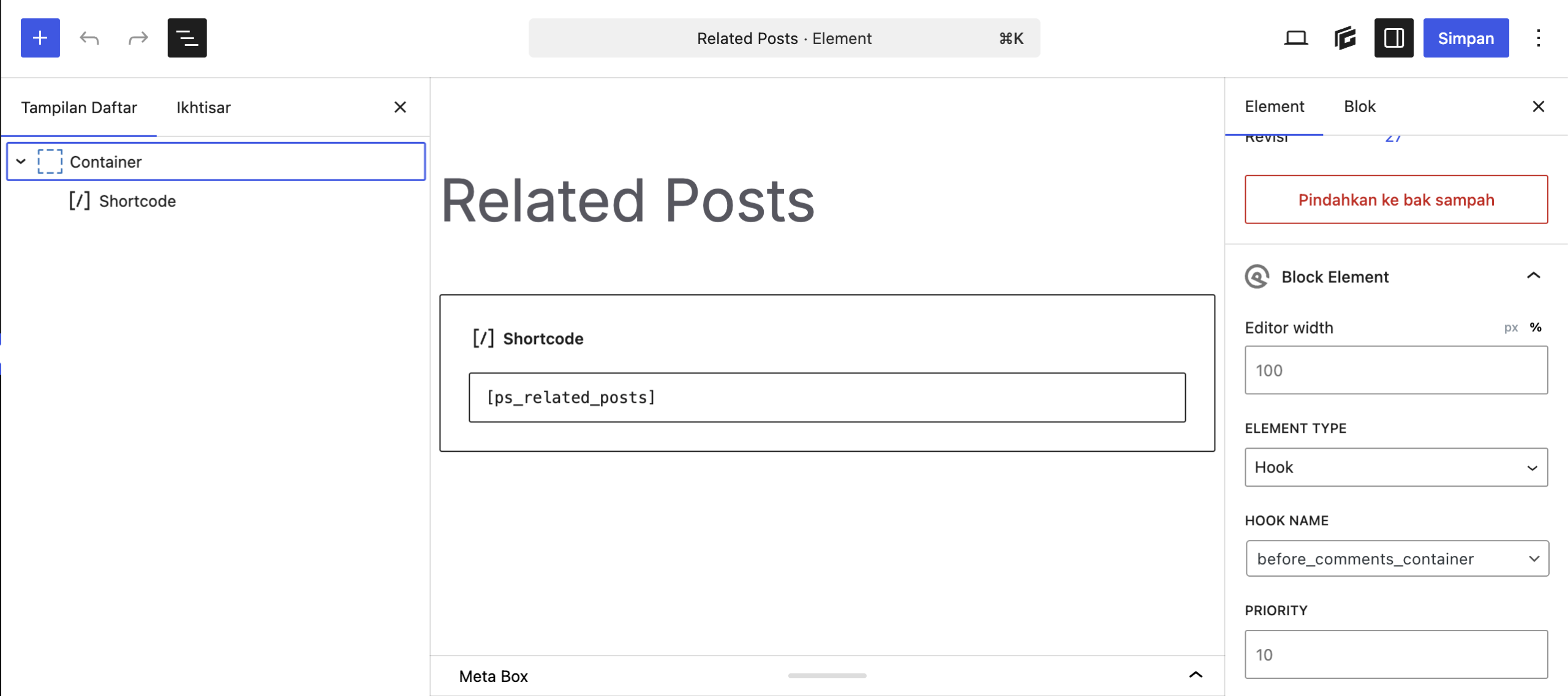 Screenshot 2026-07-17 at 22.53.10 penerapan kode pendek Pos Terkait di GeneratePress